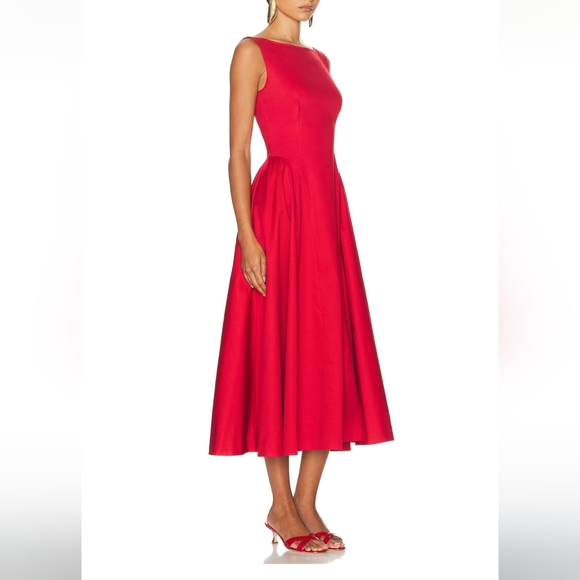 HELSA Stretch Cotton Sateen Dress Red - Picture 2 of 9